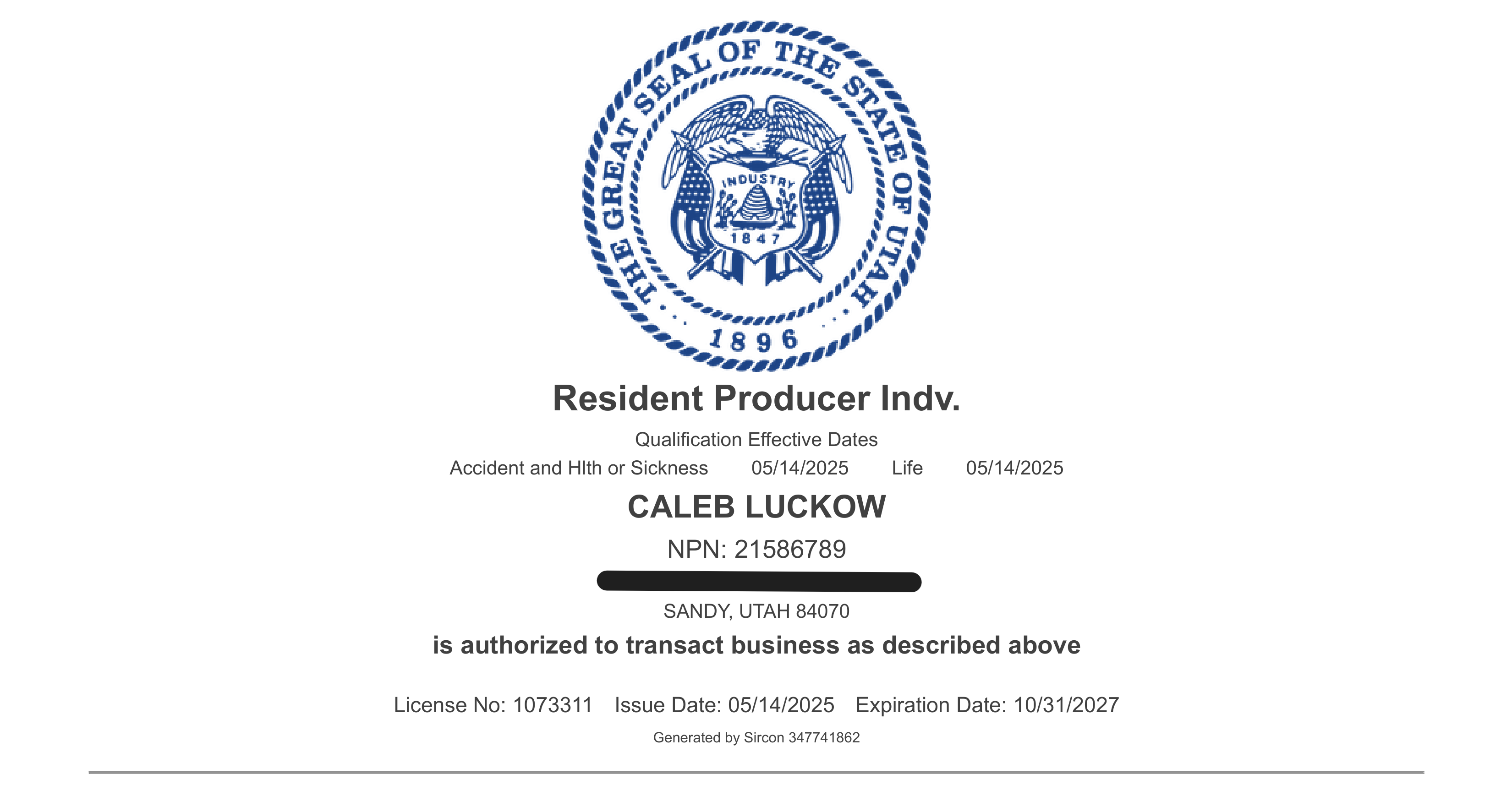 Life Accident and Health License