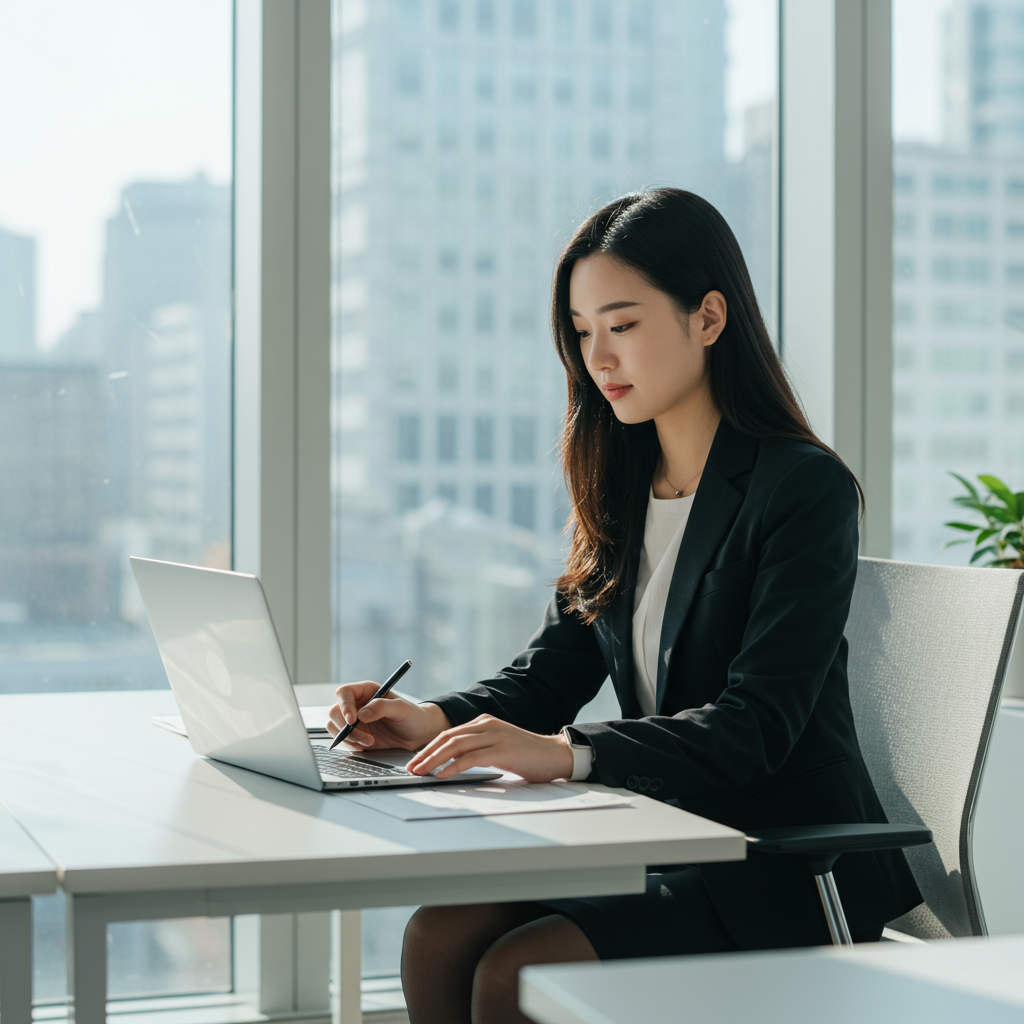 Working professional glass office
